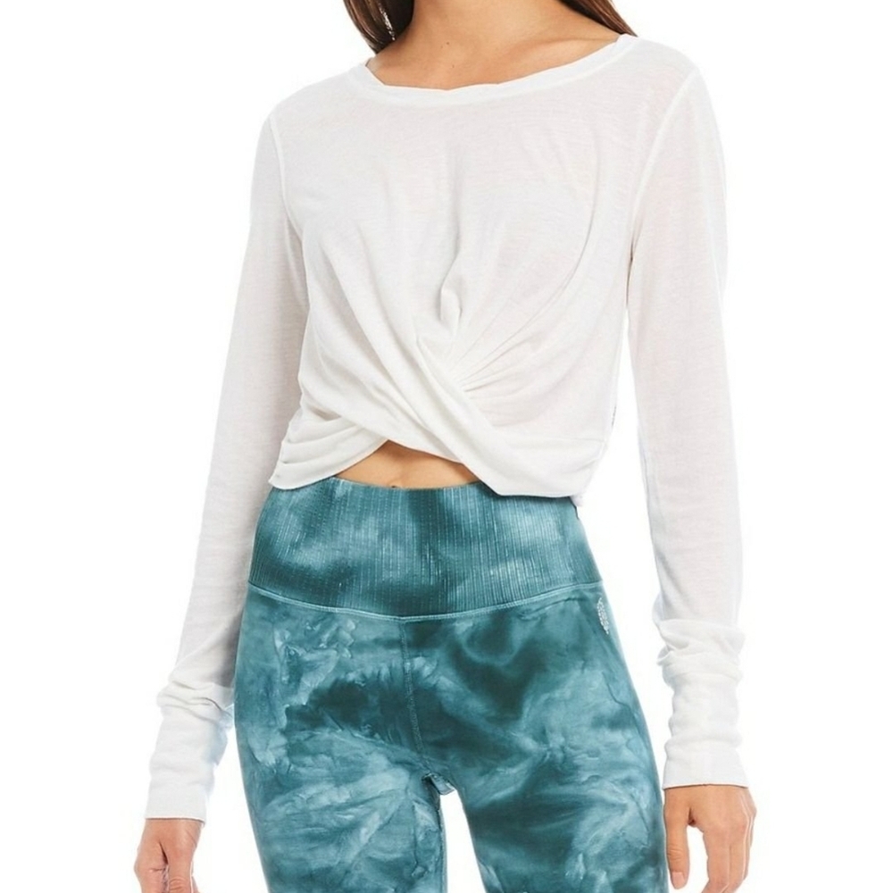 White Twist Front Long Sleeve Top